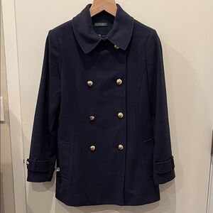 Brooks Brothers Dark Blue Pea Coat with Gold Buttons